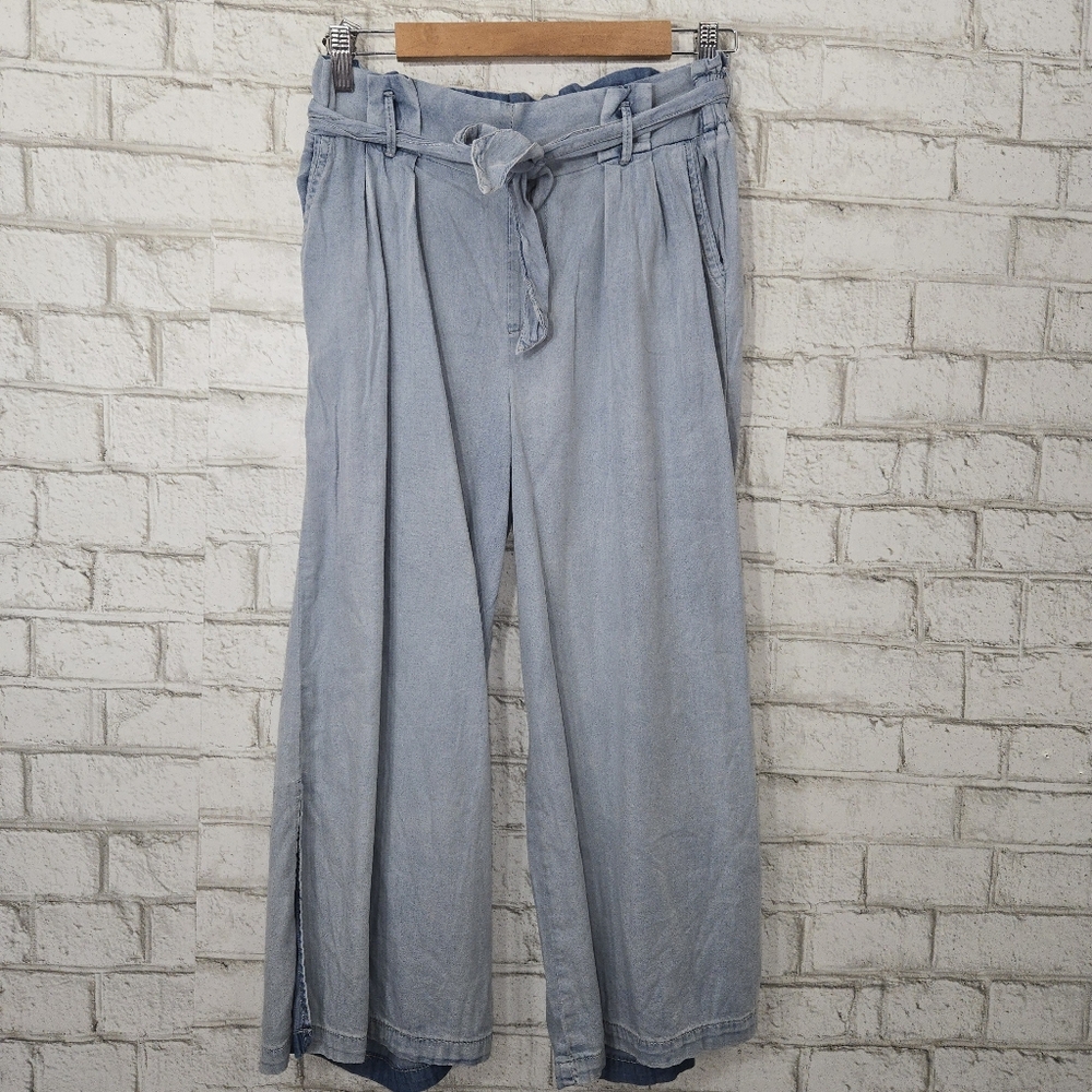 Rewash Light Blue Wide Leg Tie Waist Pants - Picture 4 of 16
